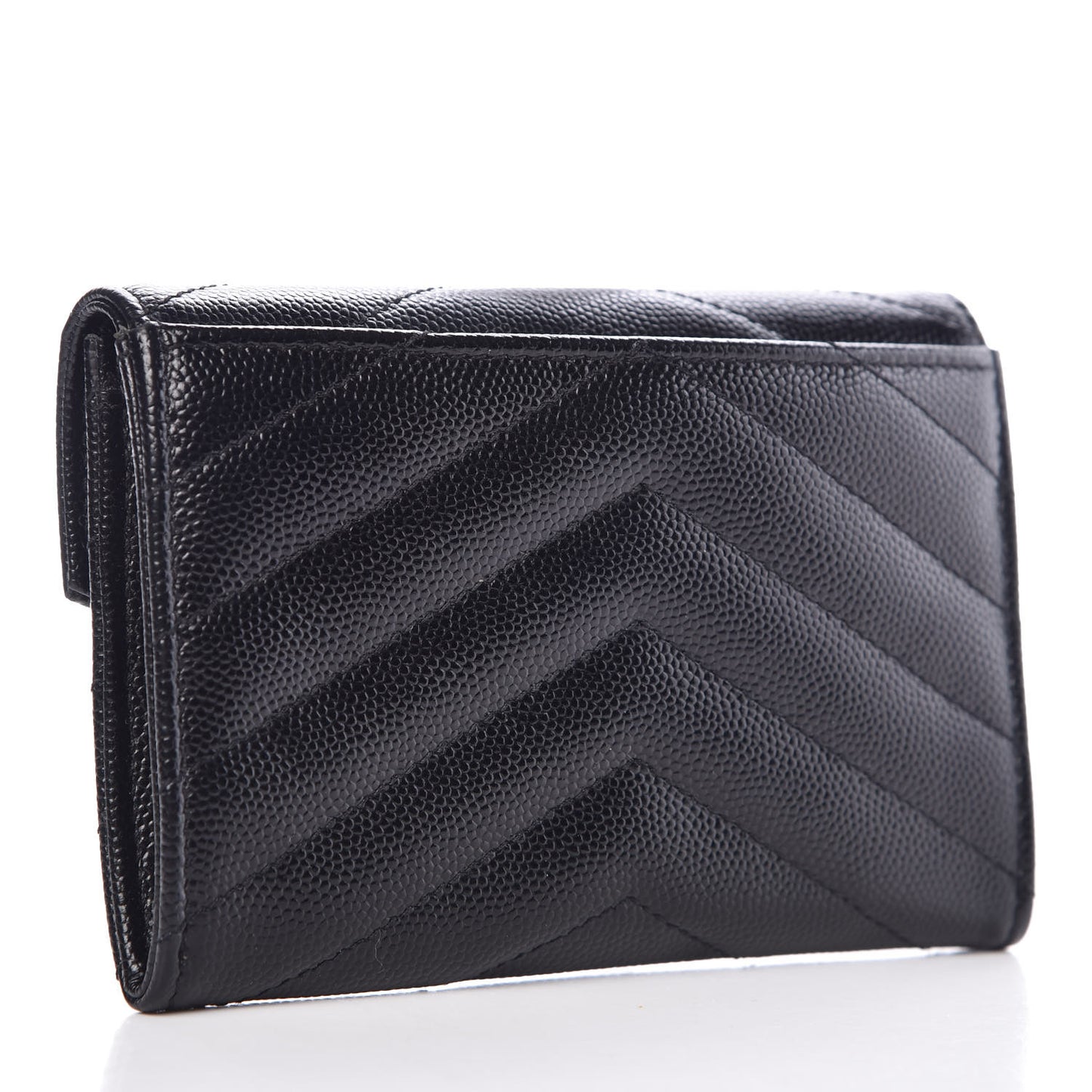 Grain De Poudre Matelasse Chevron Small Monogram Envelope Wallet Black