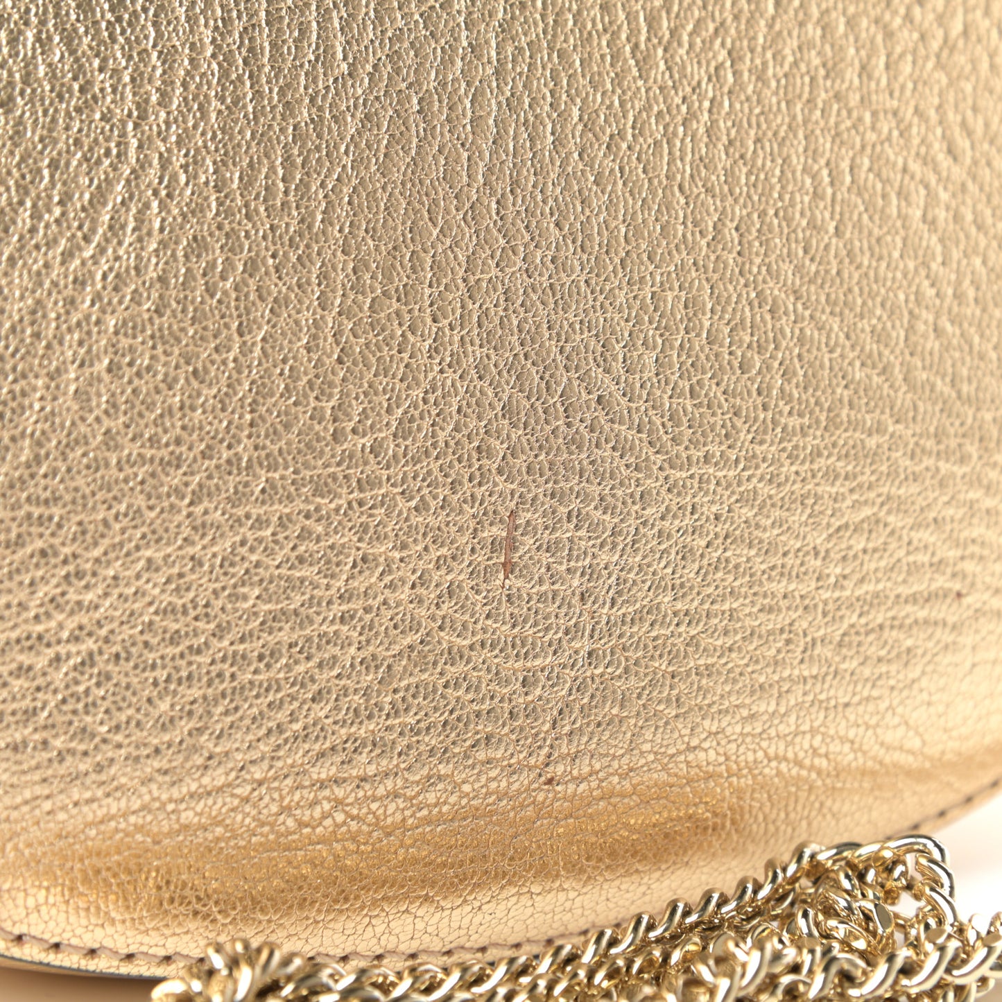 Metallic Goatskin Mini Drew Shoulder Bag Pale Gold