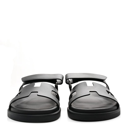 Hermes Calfskin Womens Chypre Sandals 38 Black 3 of 10