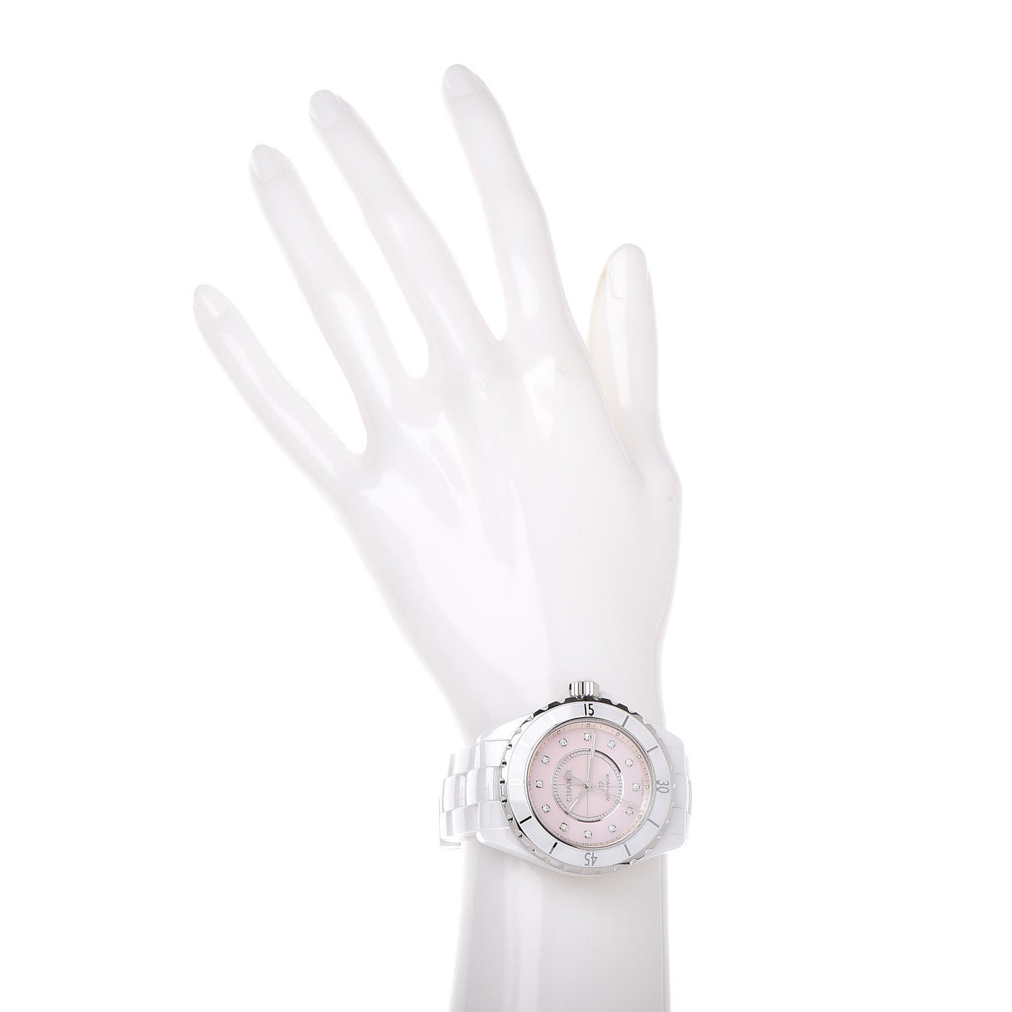Stainless Steel Ceramic Diamond Pink Mother of Pearl 38mm J12 Automatic Watch White