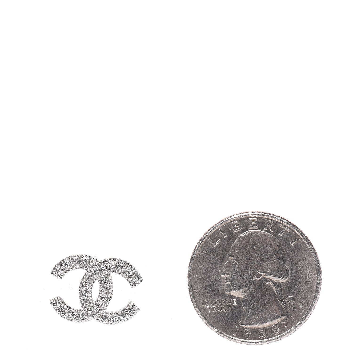 Chanel Crystal CC Coco Flapper Earrings Silver 2 of 5
