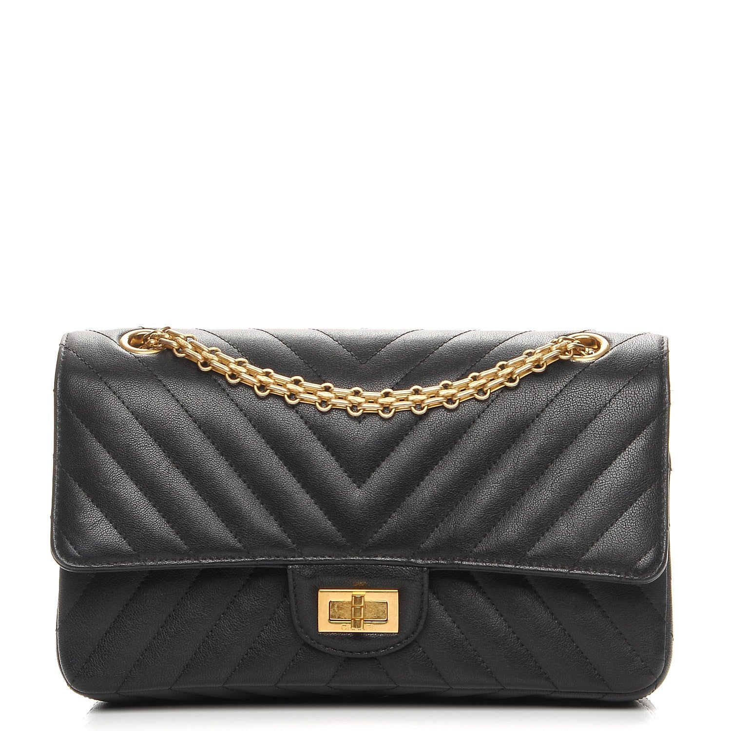 Chanel Sheepskin Chevron Quilted 2.55 Reissue 225 Flap Black 1 of 8