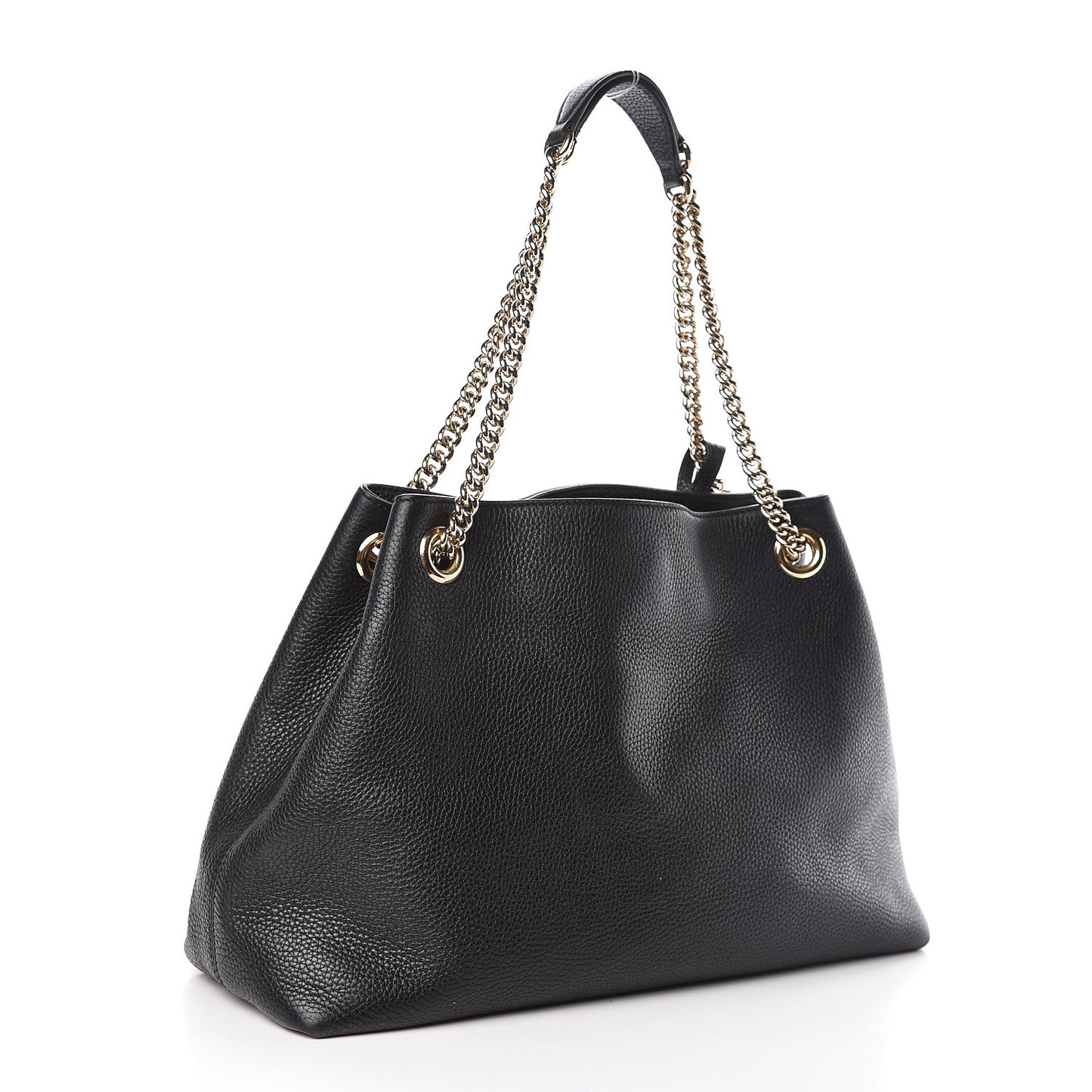 Pebbled Calfskin Medium Soho Chain Shoulder Bag Black