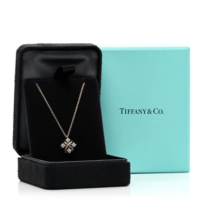Tiffany Platinum 18K Yellow Gold Diamond Schlumberger Lynn Pendant Necklace 6 of 6