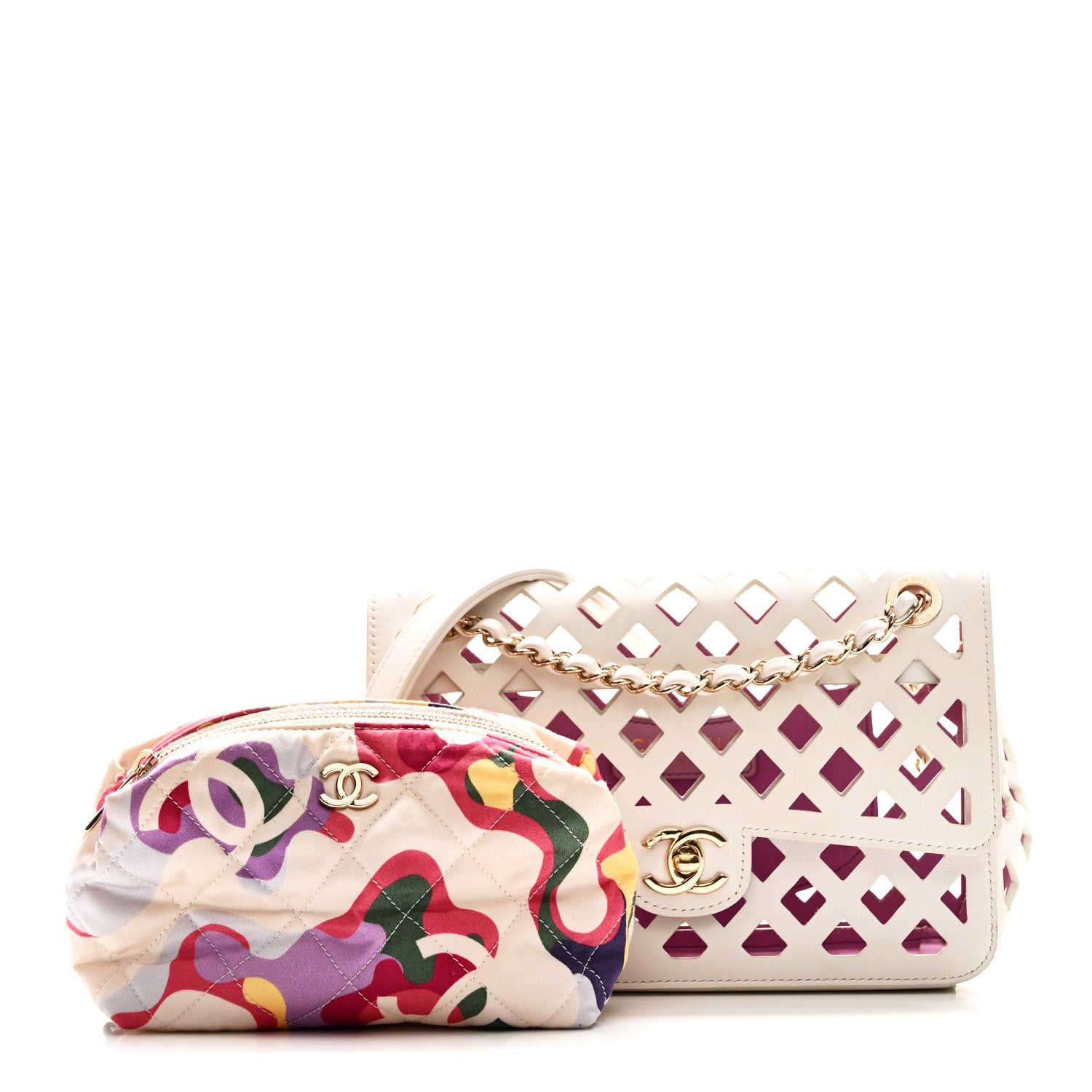 Chanel Lambskin Small Sea Through Flap White Multicolor 3 of 11