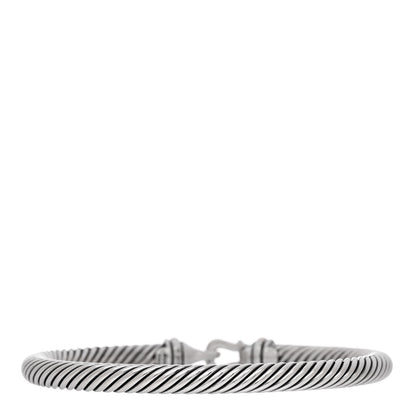 David Yurman Sterling Silver 18K Yellow Gold 5mm Cable Classic Buckle Bracelet 2 of 3