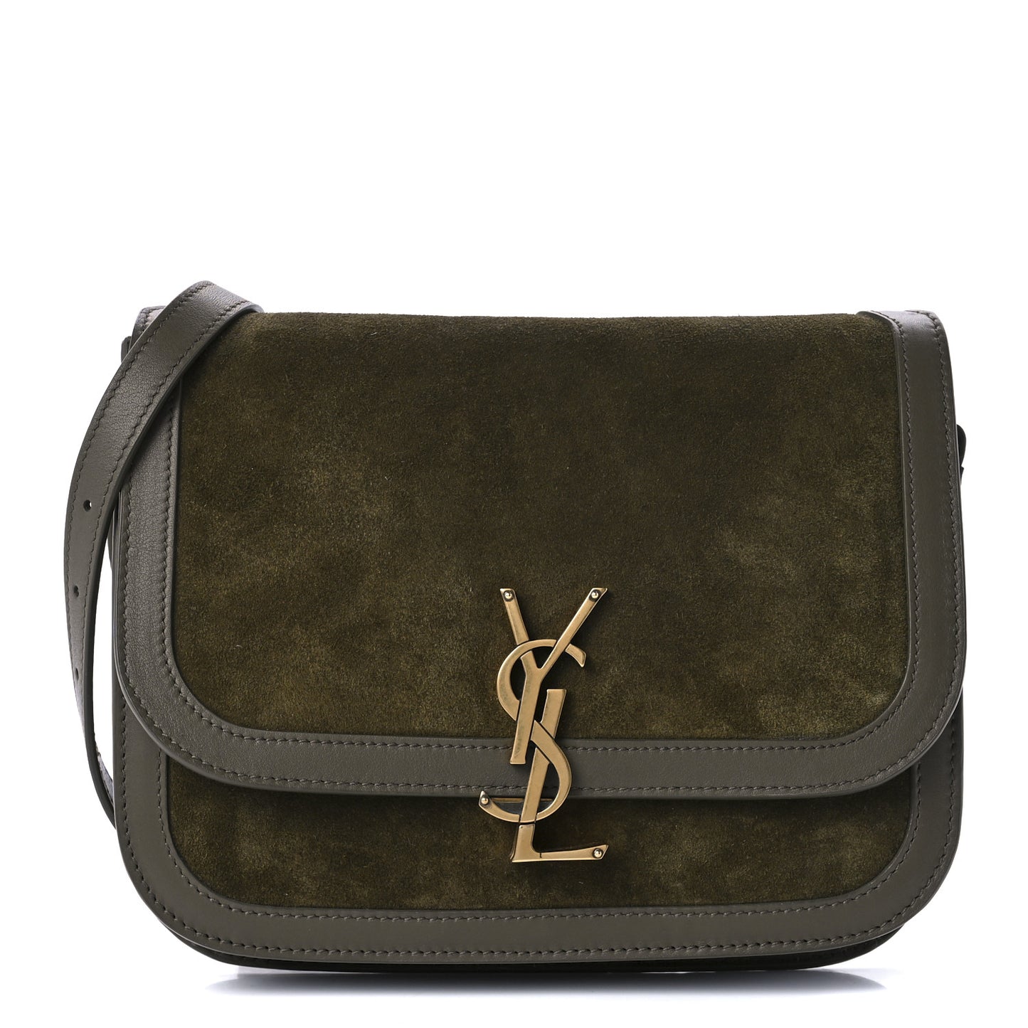 Suede Smooth Calfskin Monogram Medium Solferino Soft Satchel Sesame Seaweed