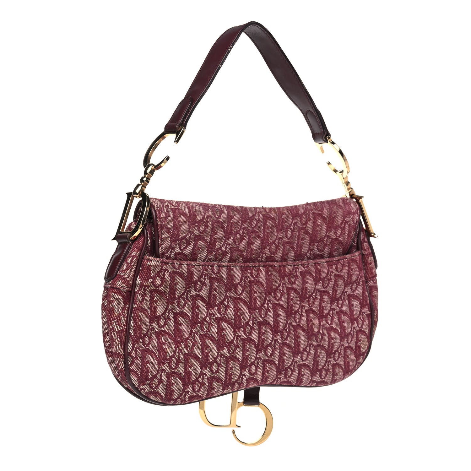 Christian Dior Monogram Double Saddle Bag Burgundy 2 of 10