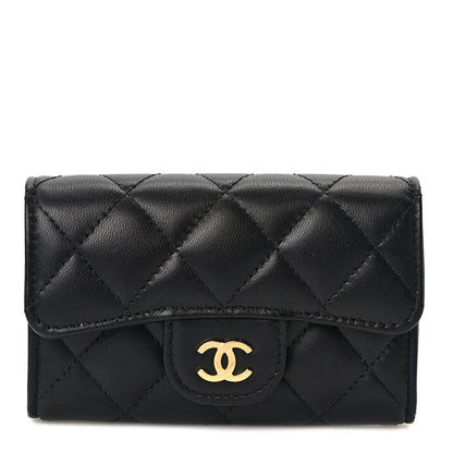 Chanel Lambskin Quilted Flap Card Holder Wallet Black 1 of 8