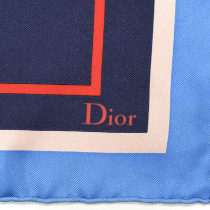 Christian Dior Silk Floral Square Scarf Blue Multicolor 2 of 3