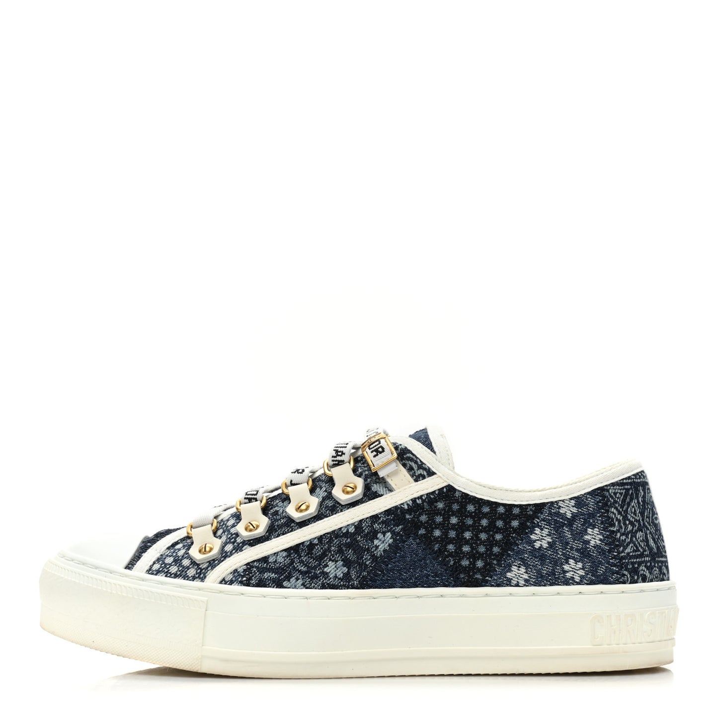 Denim Patchwork Walk'n Dior Low Top Sneakers 37 Blue