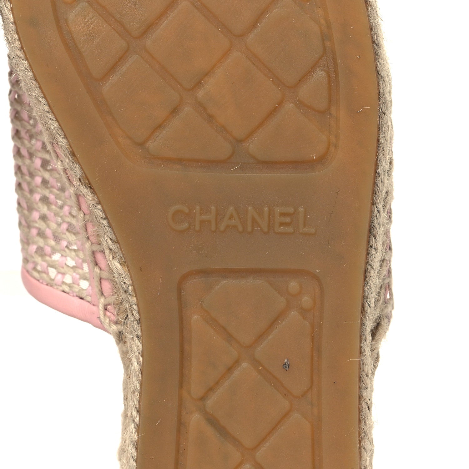 Chanel Mesh Grosgrain Lambskin CC Espadrilles Mule 39 Light Pink Beige 11 of 11