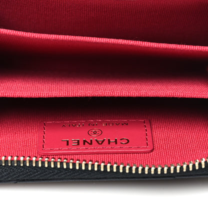 Chanel Lambskin Quilted Chanel 19 Zip Around Coin Purse Wallet Black 5 of 9