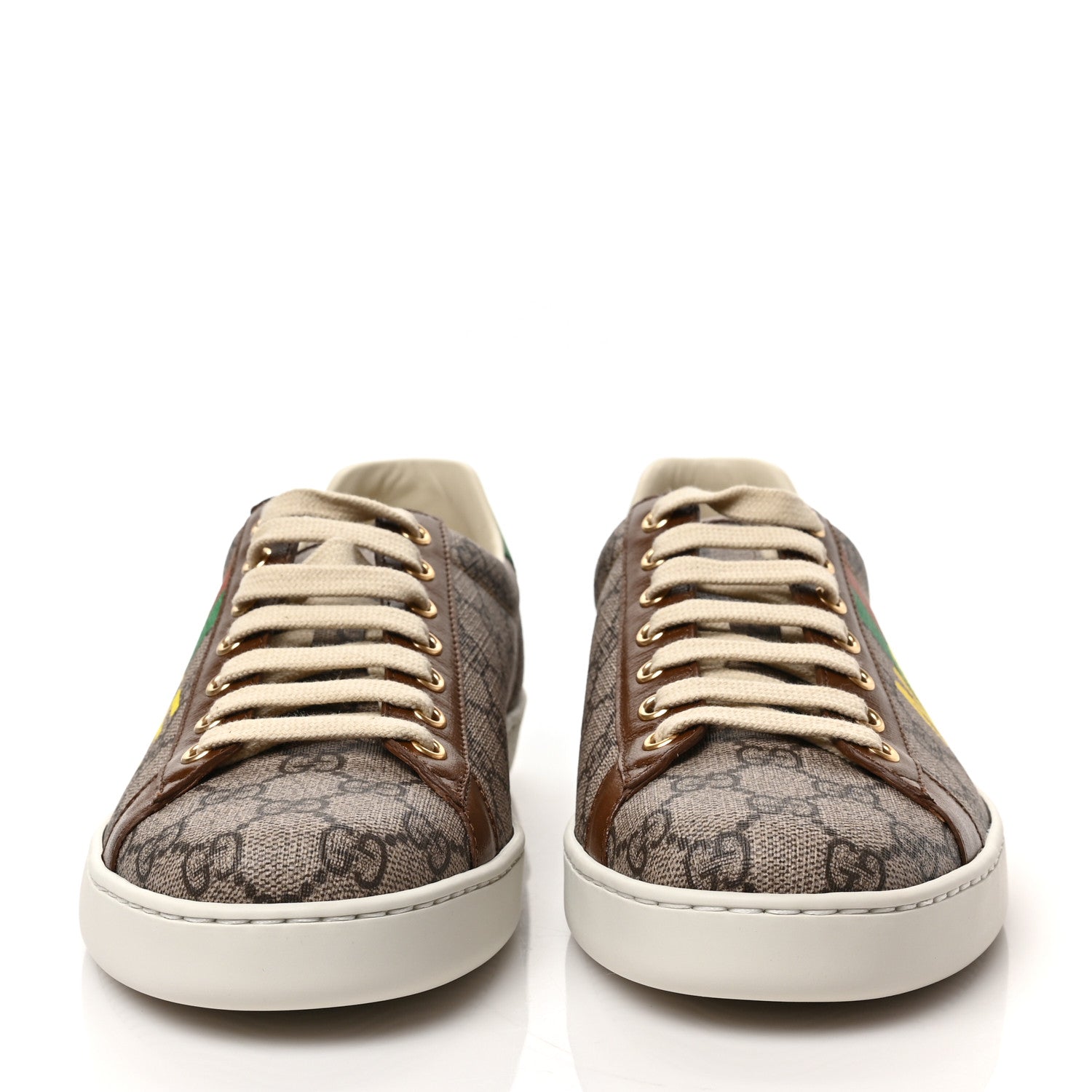 Gucci GG Supreme Monogram Fake/Not Mens Ace Sneakers 8.5 Beige New Shamarock Brown Sugar 2 of 10