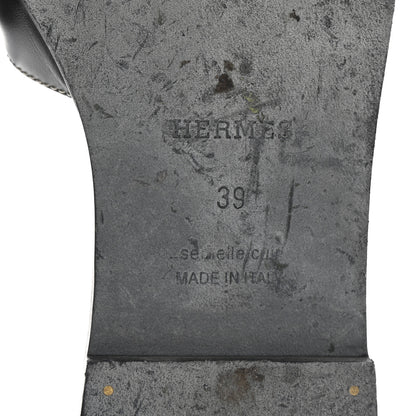 Hermes Box Calfskin Oran Sandals 39 Black 7 of 10