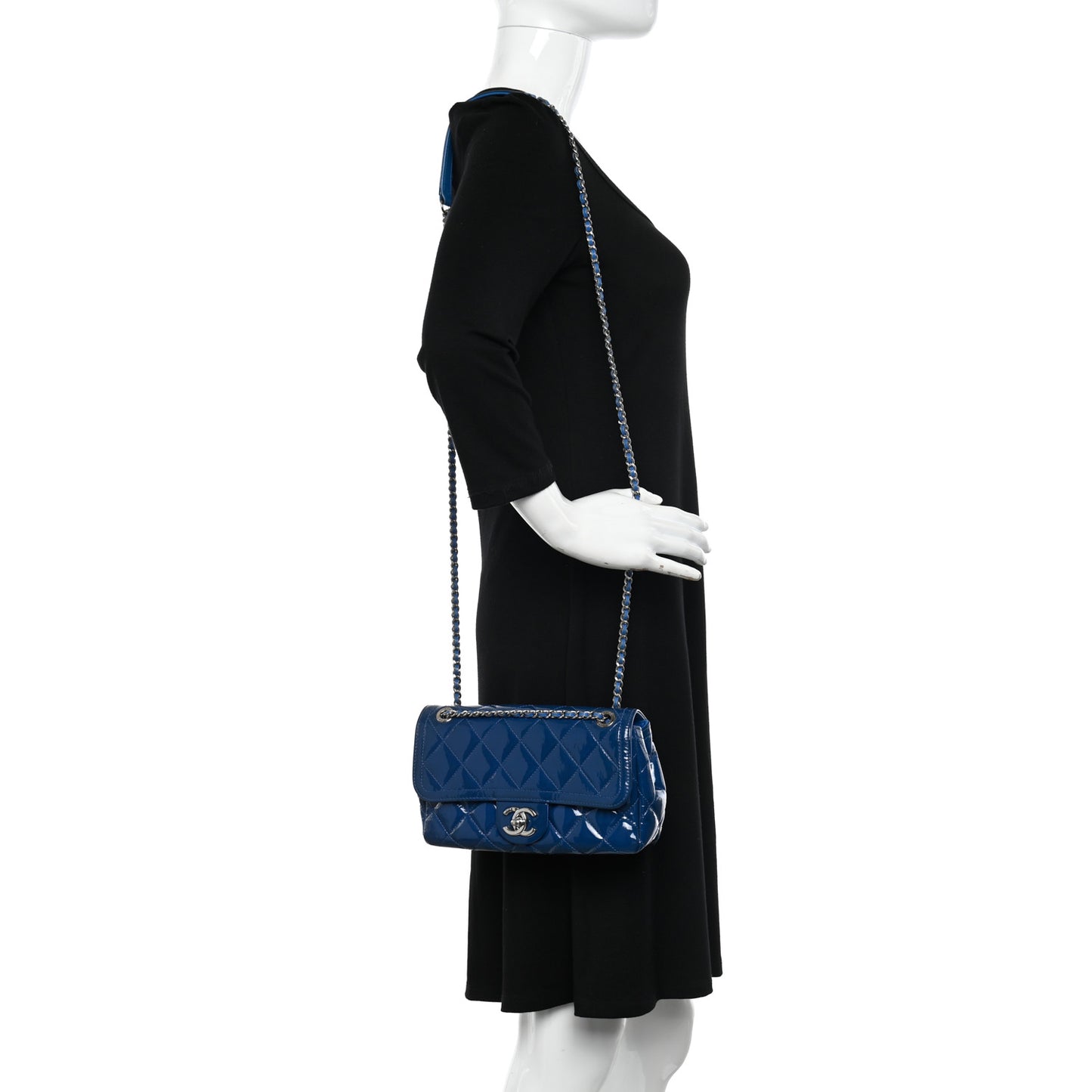 Patent Quilted Small Coco Shine Flap Blue