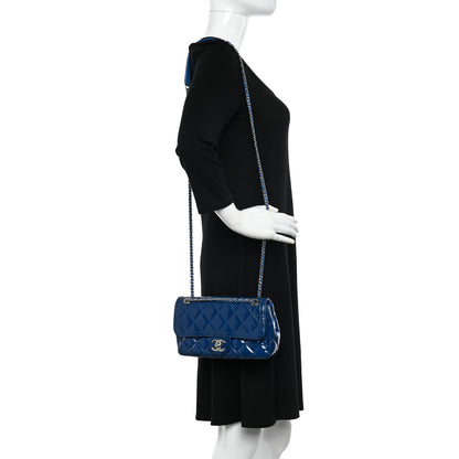 Chanel Patent Quilted Small Coco Shine Flap Blue 2 of 12