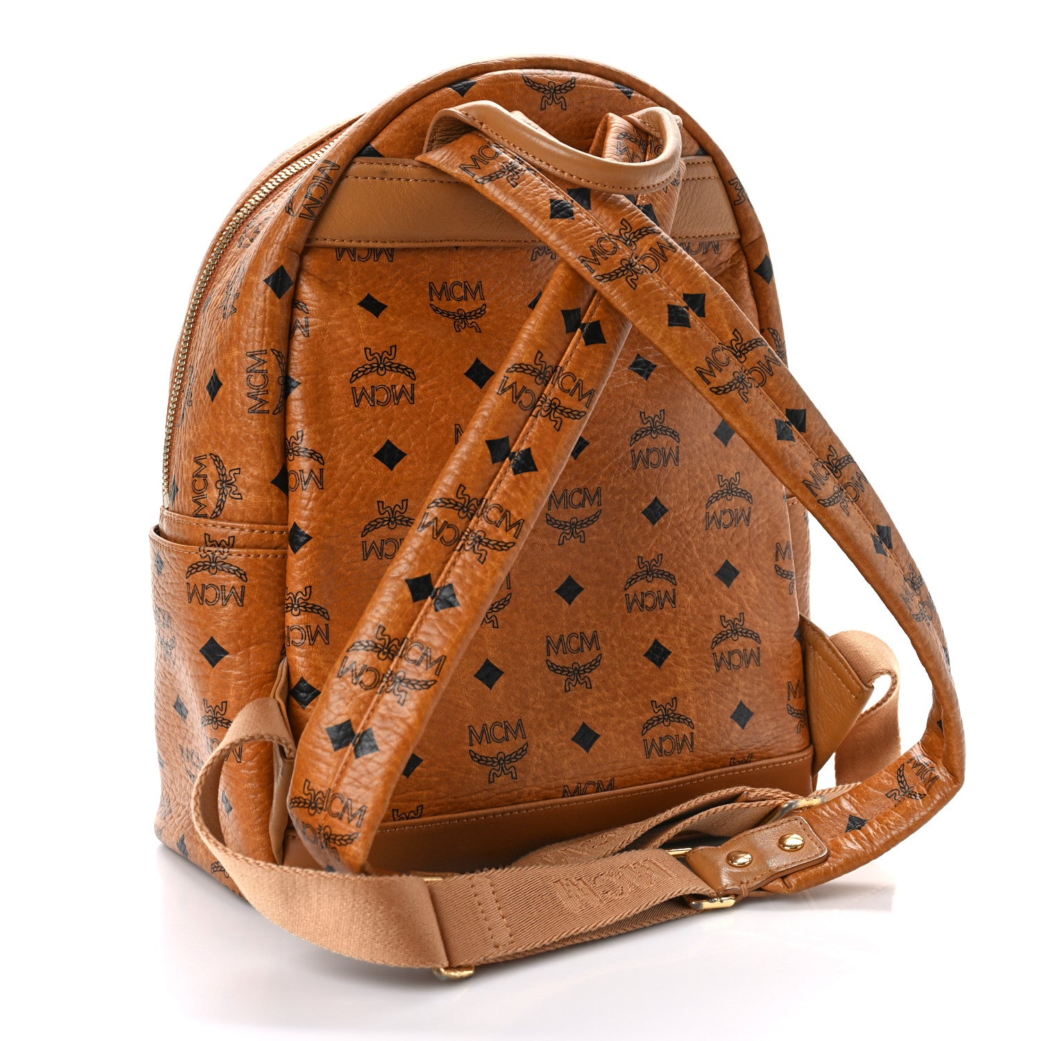 MCM Visetos Small Sprinkle Stud Stark Backpack Cognac 3 of 8