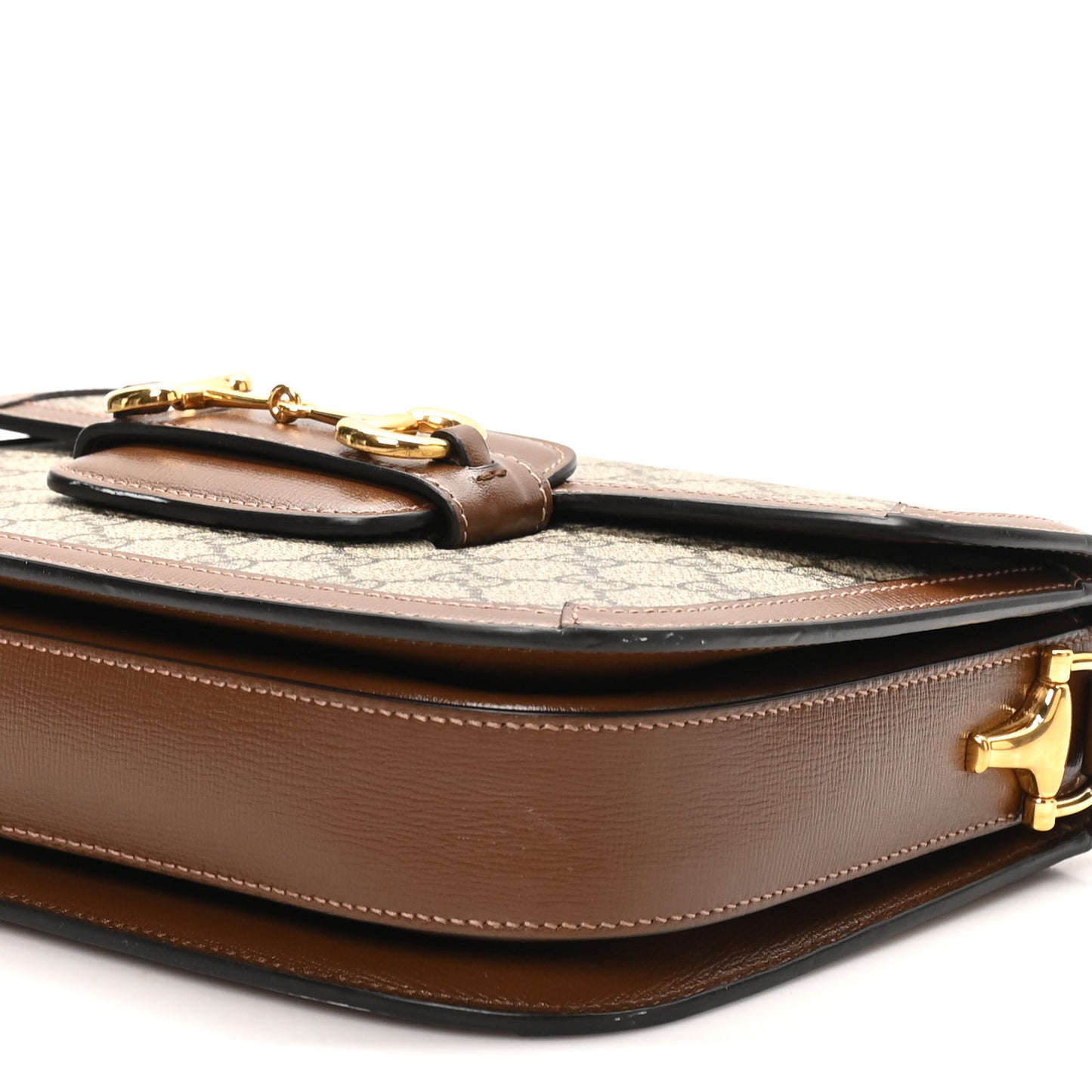 GG Supreme Monogram Horsebit 1955 Shoulder Bag Beige Brown Sugar Beige Brown Sugar