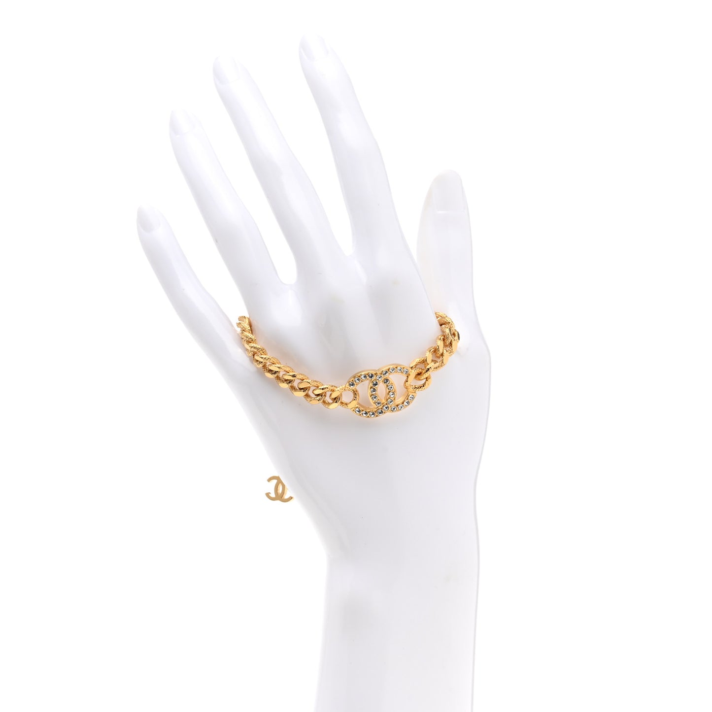 Crystal CC Chain Link Bracelet Gold
