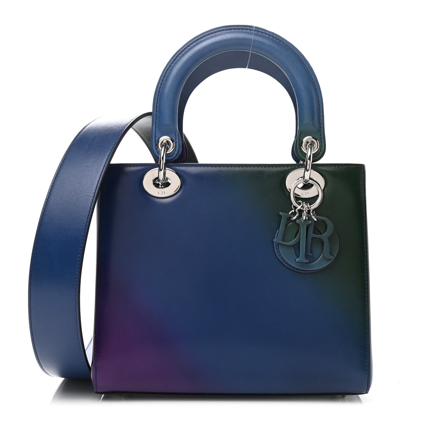 Box Calfskin Gradient Medium Lady Dior Purple Blue Green