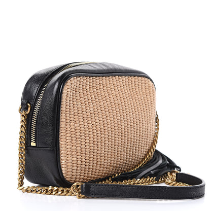 Saint Laurent Raffia Canvas Monogram Mini Lou Camera Bag Beige Black 3 of 11