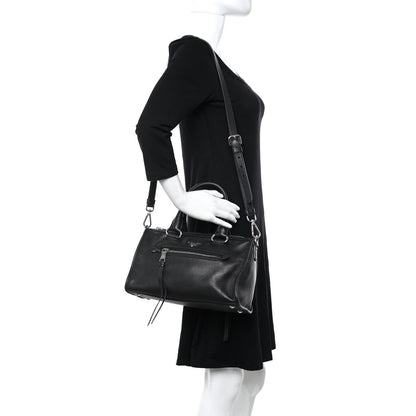 Prada Vitello Daino Shopping Satchel Black 2 of 12