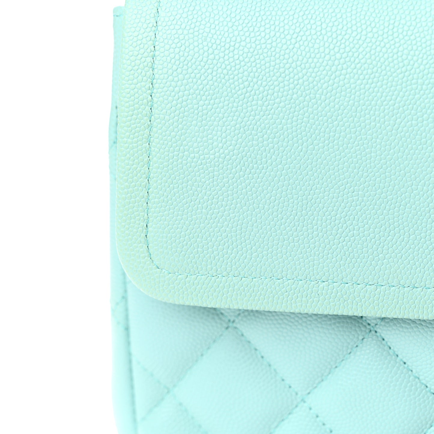 Caviar Quilted Jumbo Double Flap Light Blue