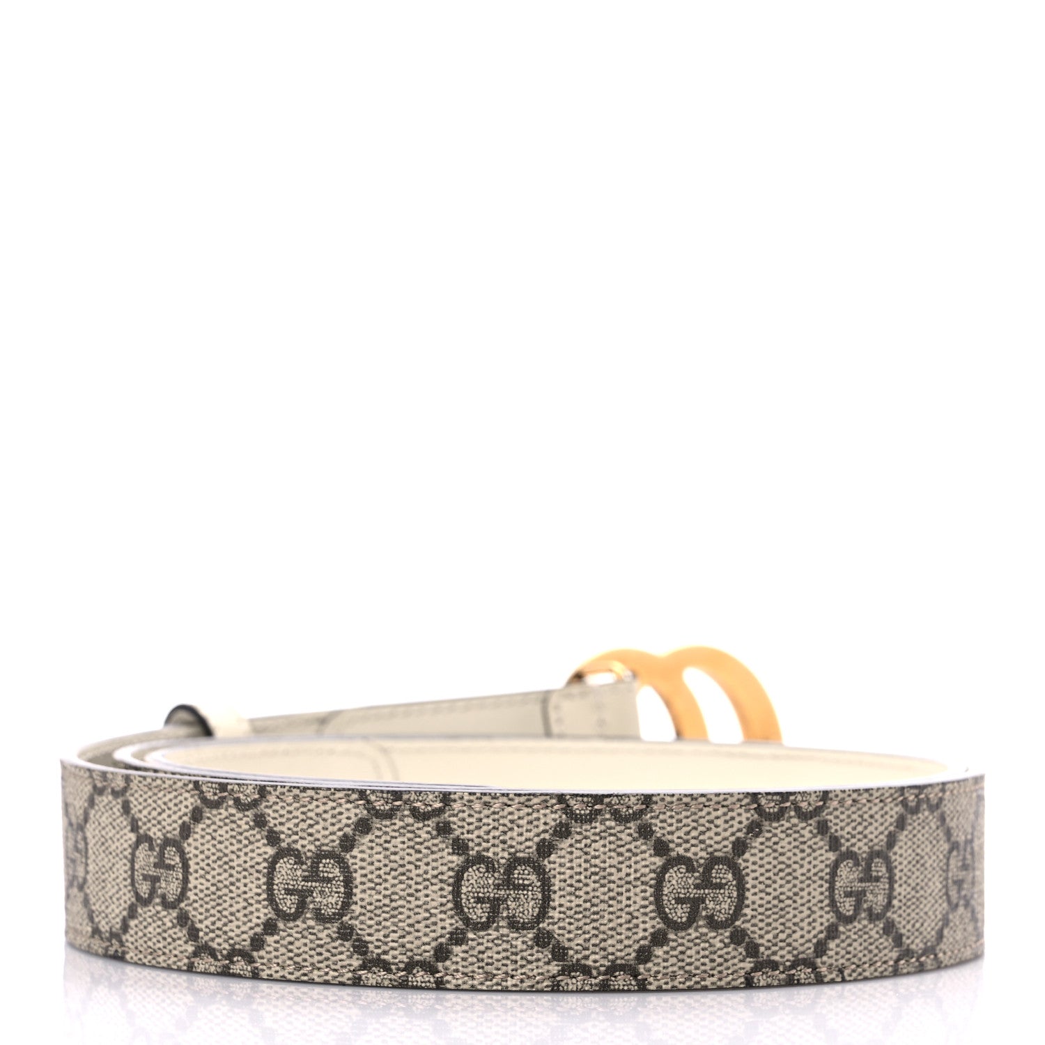 Gucci GG Supreme Monogram Matte Plutone Calfskin Double G 30mm Belt 105 42 Beige Ebony Mystic White 2 of 7