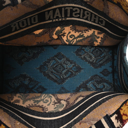 Christian Dior Canvas Embroidered Paisley Medium Book Tote Blue Multicolor 5 of 10