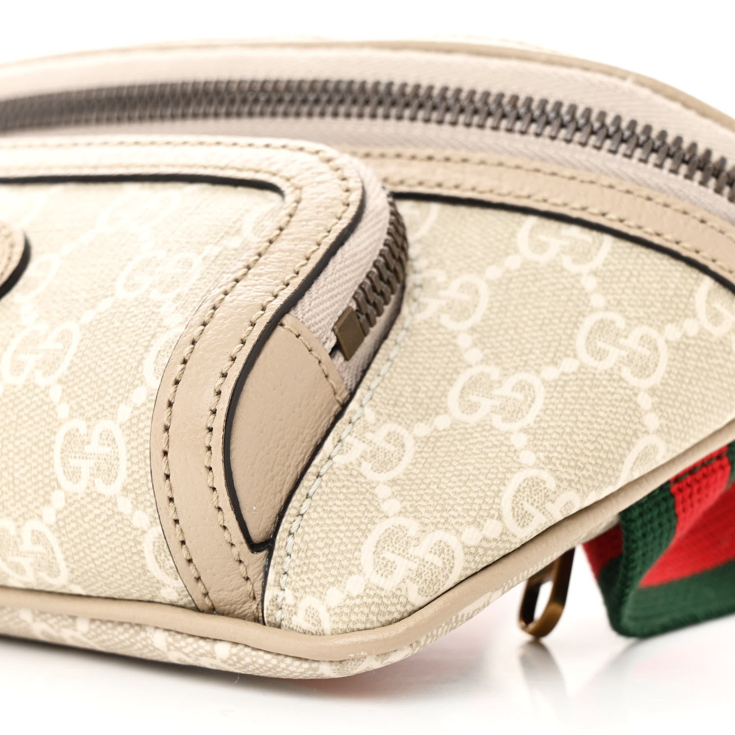 Gucci GG Supreme Monogram Textured Calfskin Web Retro Interlocking G Belt Bag Beige Mystic White Oatmeal 10 of 13