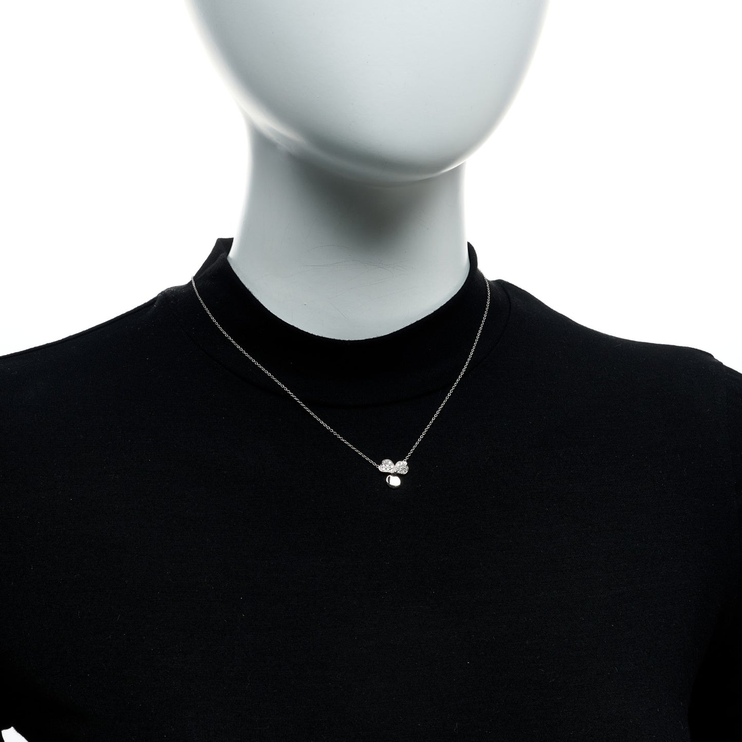 Platinum Diamond .17ctw Small Paper Flowers Pendant Necklace