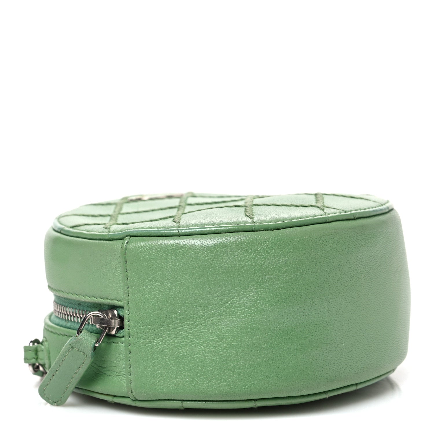 Chanel Lambskin Stitch Round Clutch With Chain Green 4 of 10