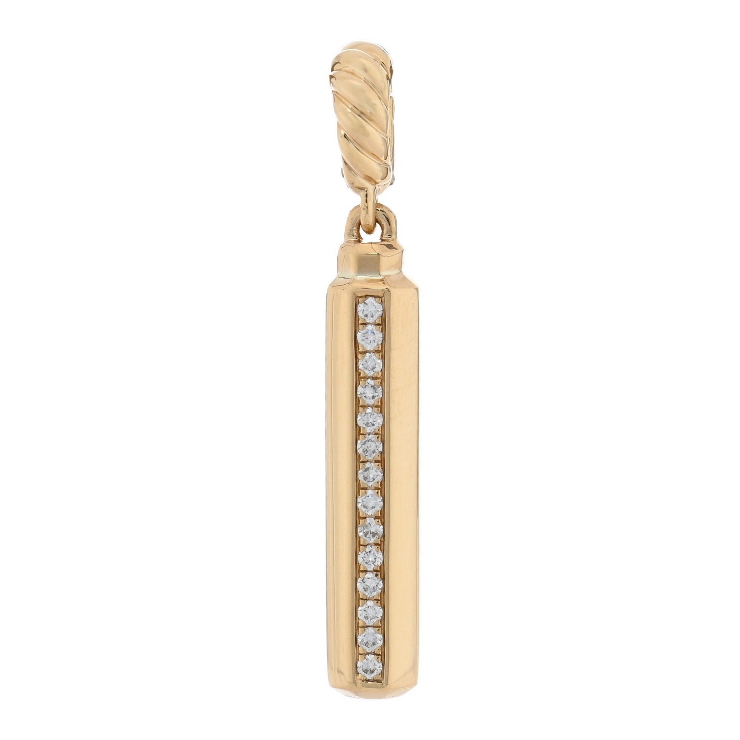 David Yurman 18K Yellow Gold Diamond Lexington Barrel Amulet Pendant 1 of 3