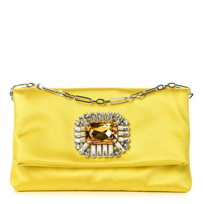 Jimmy Choo Satin Crystal Titania Clutch Fluo Yellow 1 of 9