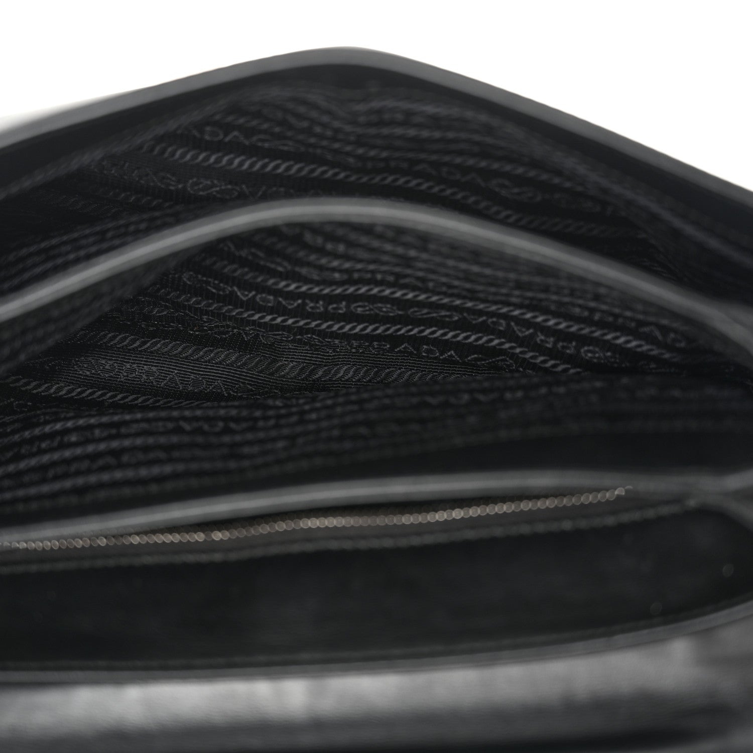 Prada Saffiano Tessuto Nylon Chain Shoulder Bag Black 5 of 11