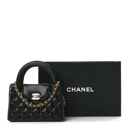 Chanel Shiny Aged Calfskin Quilted Nano Kelly Shopper Black 11 of 11