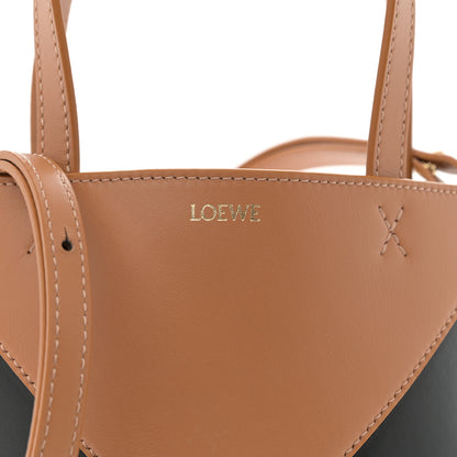 Loewe Shiny Calfskin Mini Puzzle Fold Tote Warm Desert Black 8 of 12