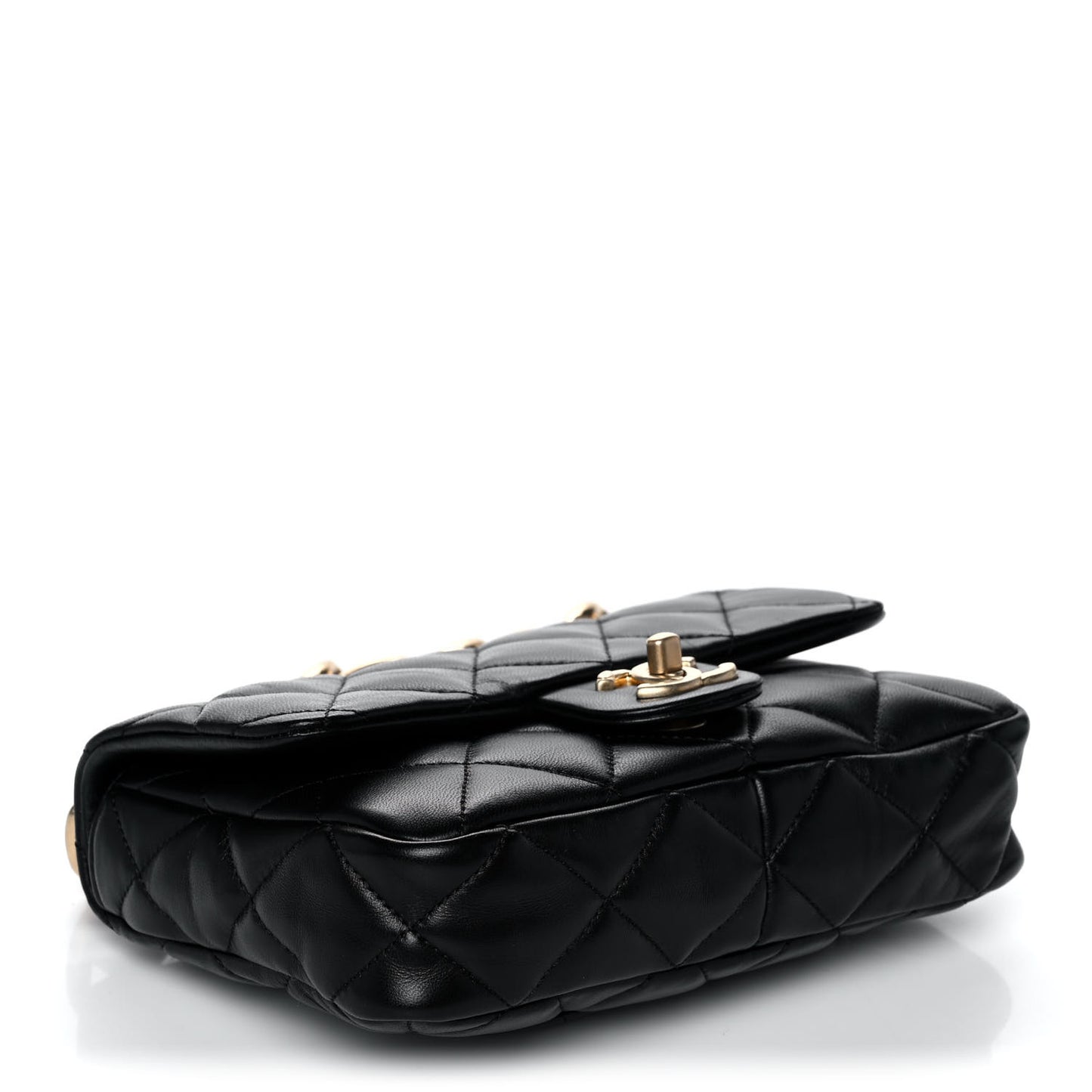 Lambskin Quilted Small Funky Town Flap Black