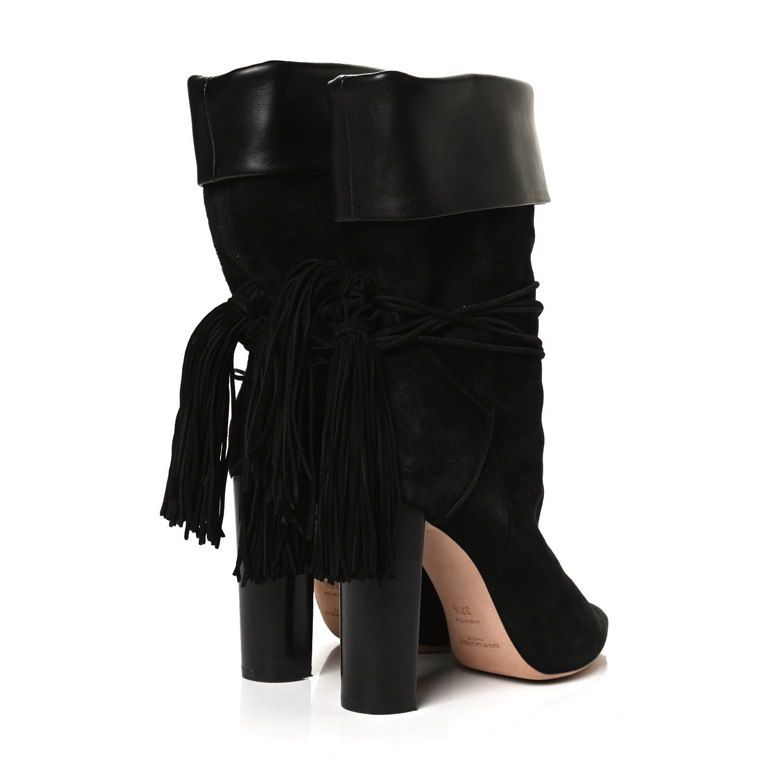 Saint Laurent Calfskin Suede Tanger Tassel Boot 37.5 Black 4 of 13