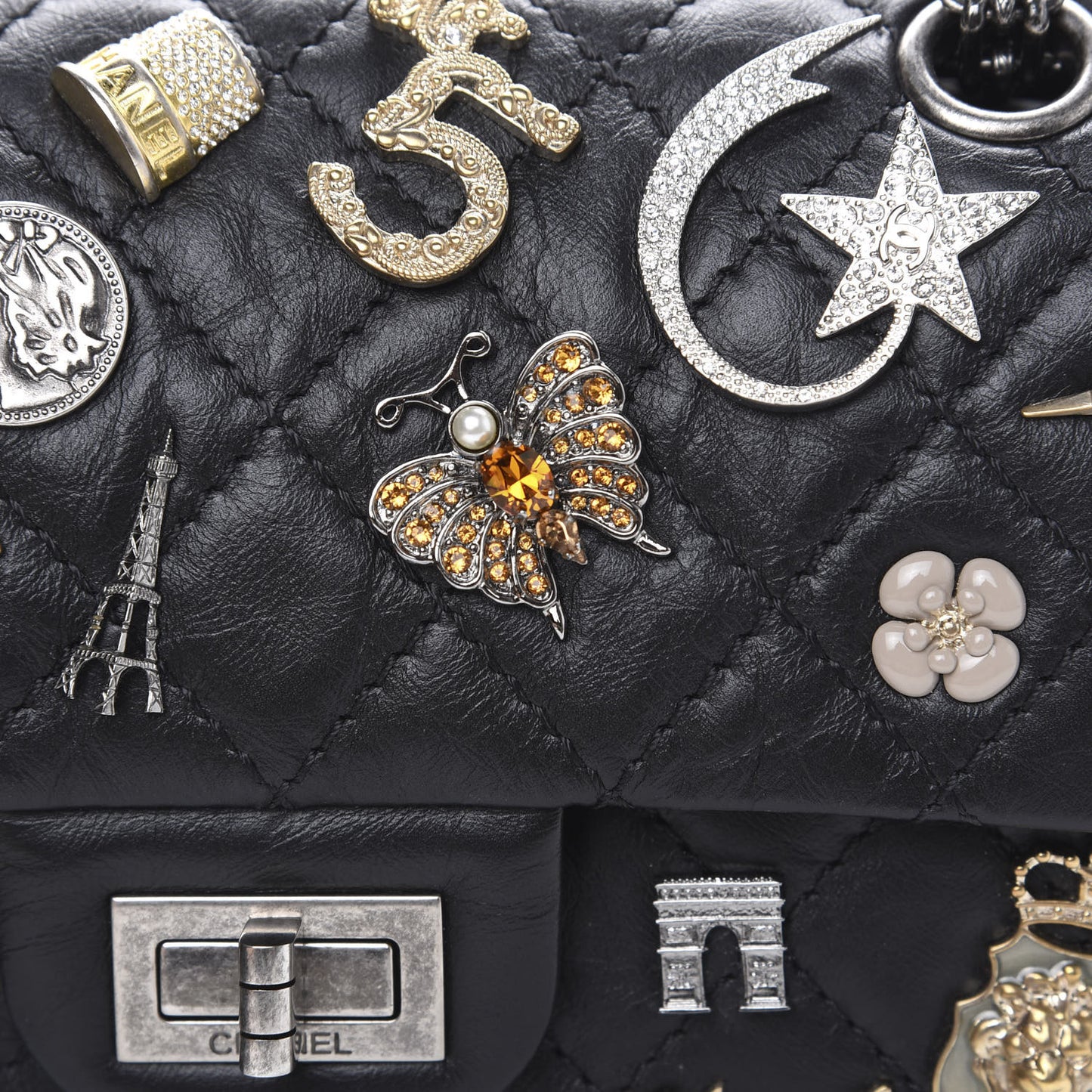 Aged Calfskin Lucky Charms 2.55 Reissue 224 Flap Black