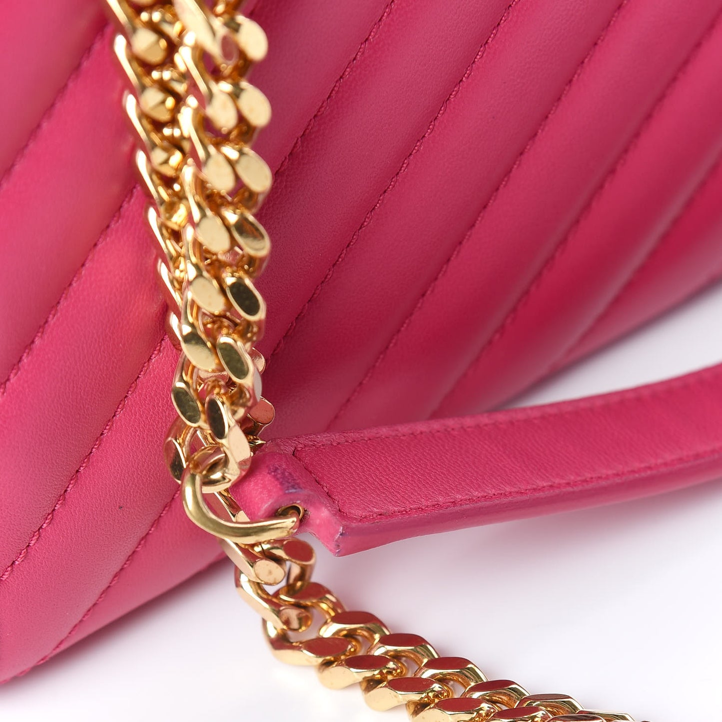 Lambskin Matelasse Medium Monogram Satchel Fuchsia