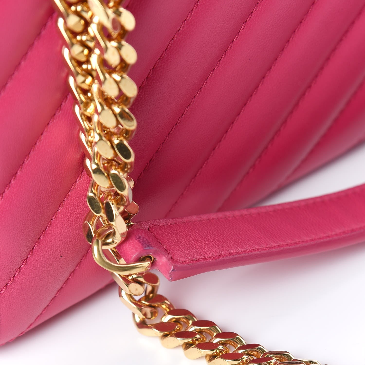 Saint Laurent Lambskin Matelasse Medium Monogram Satchel Fuchsia 9 of 10