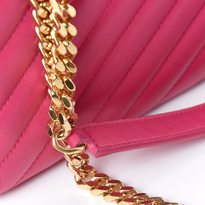 Saint Laurent Lambskin Matelasse Medium Monogram Satchel Fuchsia 9 of 10