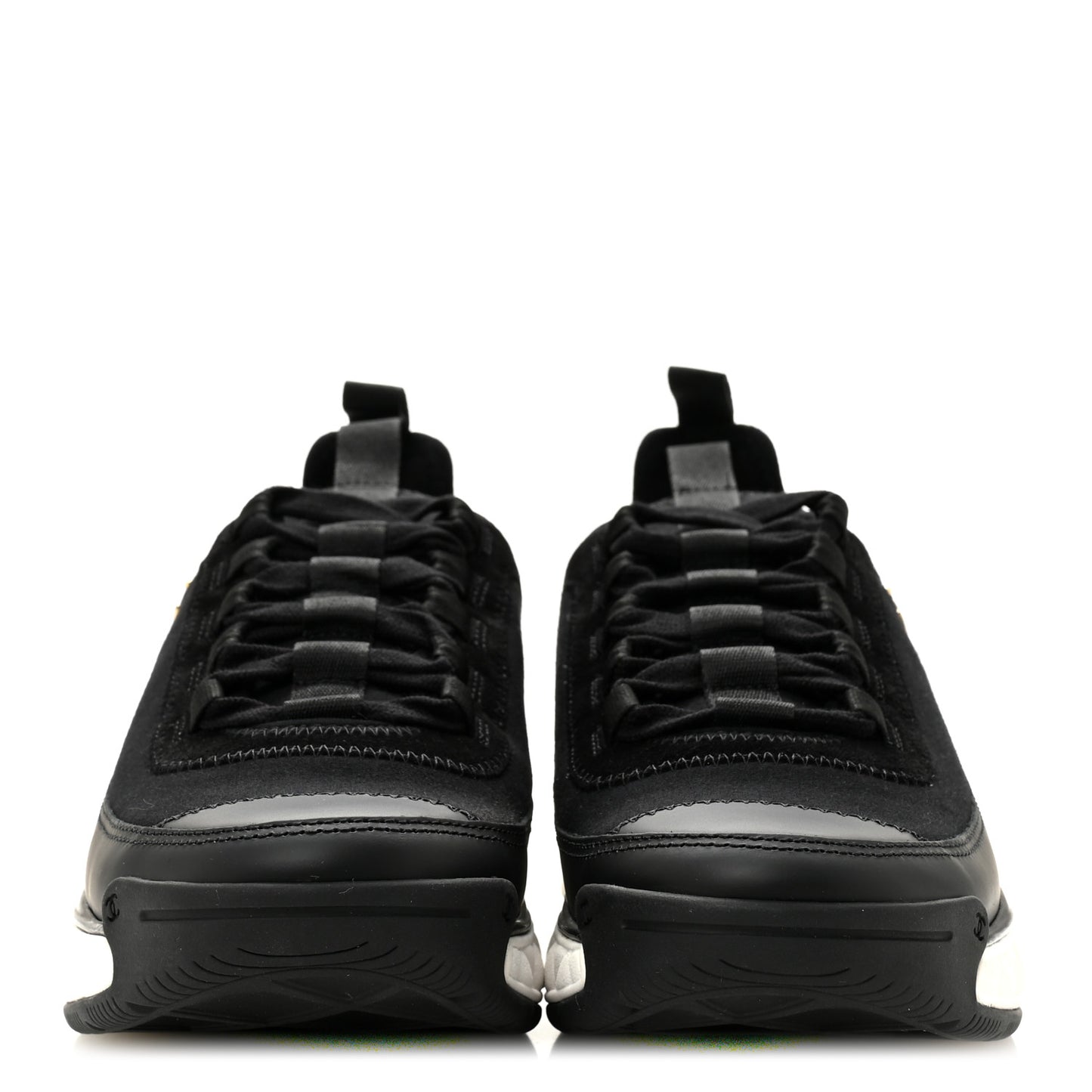 Velvet Calfskin Mixed Fibers CC Sneakers 37.5 Black