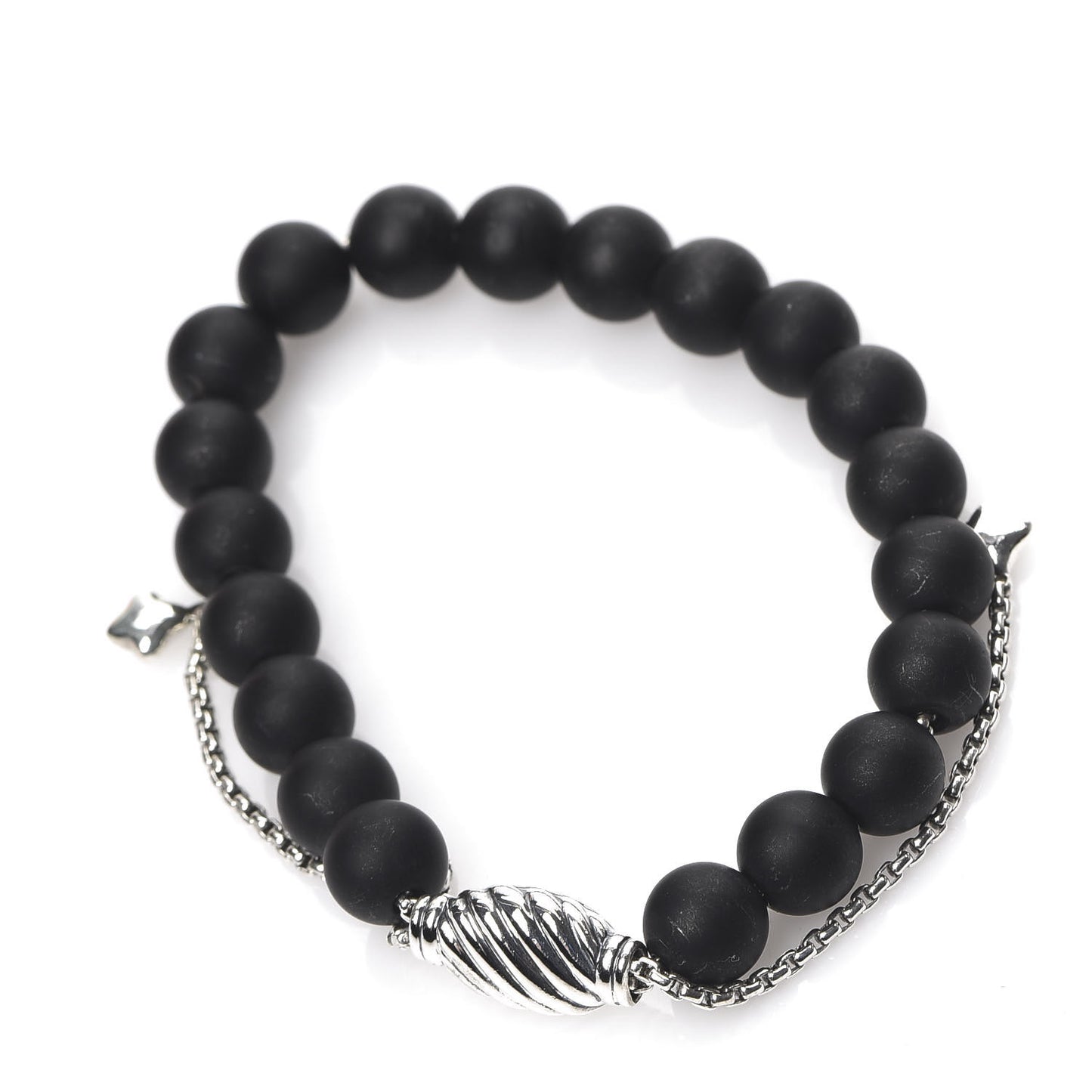 Sterling Silver Black Onyx 8mm Spiritual Beads Adjustable Bracelet