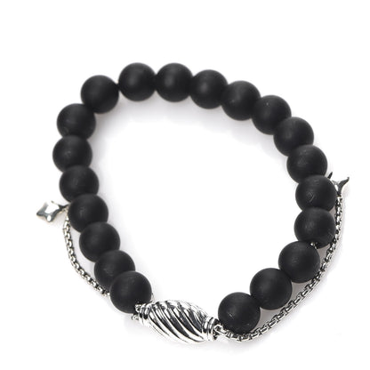 David Yurman Sterling Silver Black Onyx 8mm Spiritual Beads Adjustable Bracelet 2 of 4