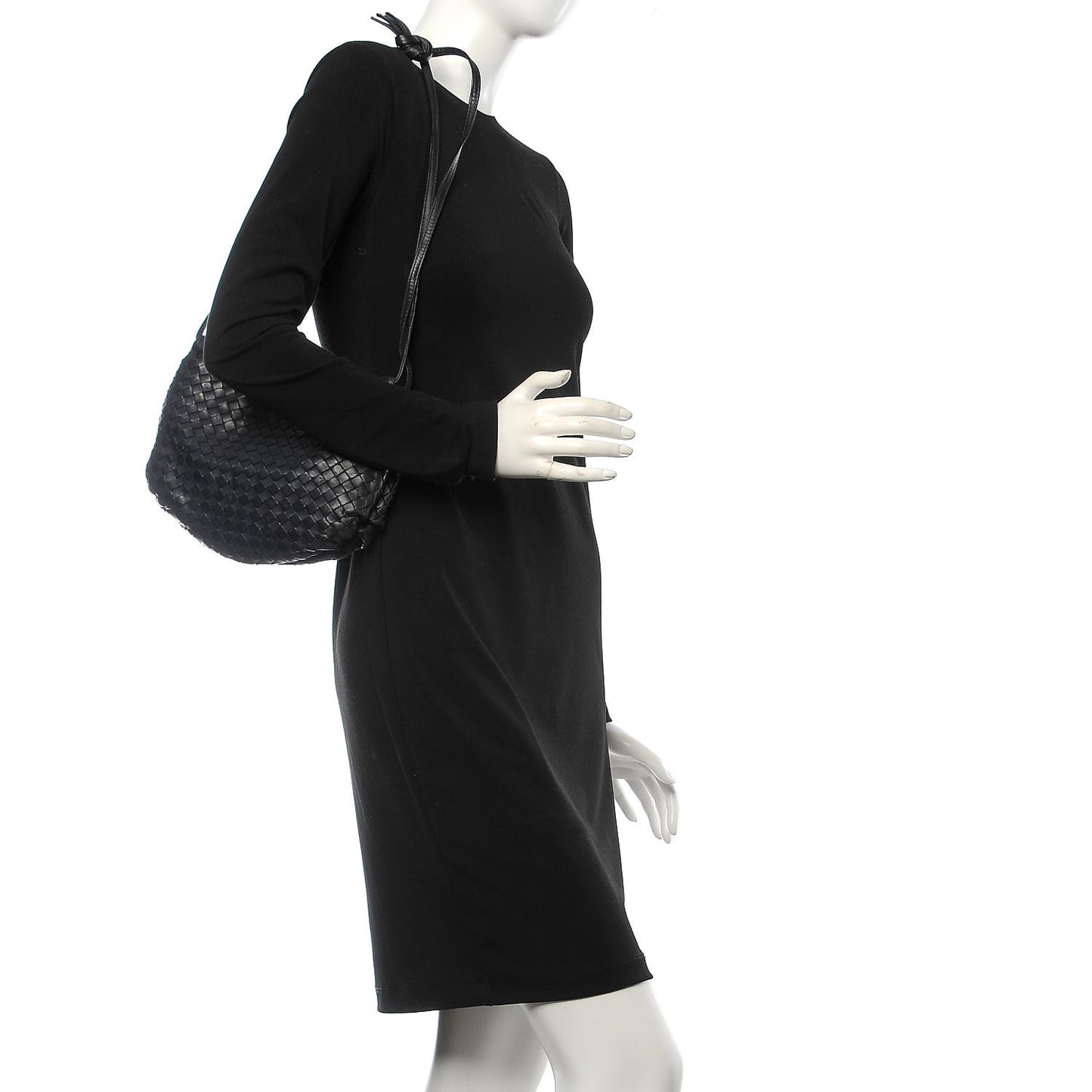 Nappa Intrecciato Small Shoulder Bag Navy Blue