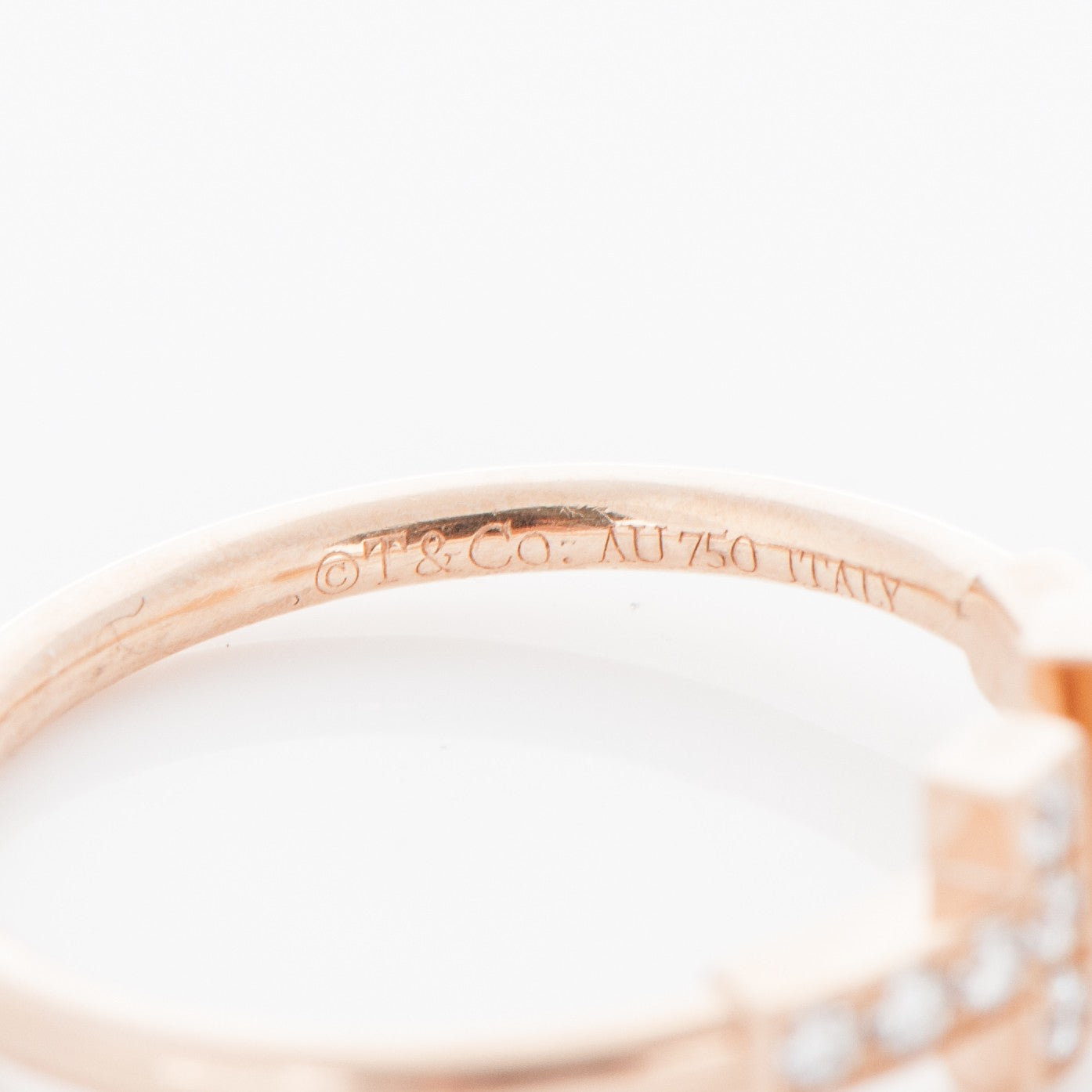18K Rose Gold Diamond T Wire Ring 52 6
