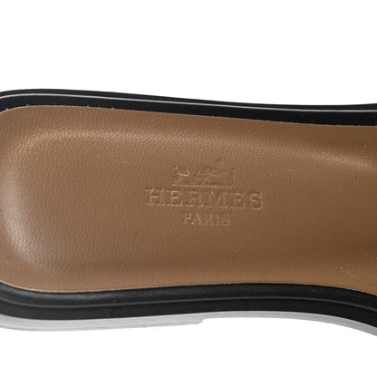 Hermes Box Calfskin Oran Sandals 36 Black 10 of 16